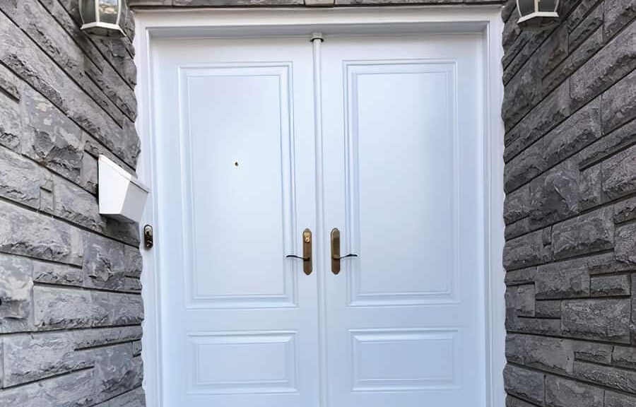 White double front door entrance
