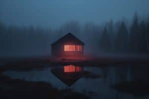 A haunted house with mystic light