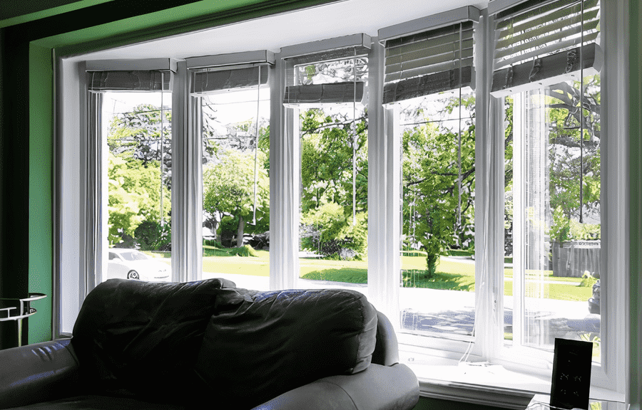 Cozy room with large sunny windows.