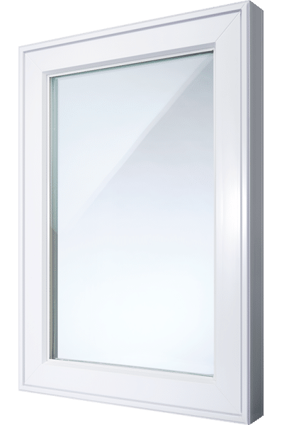 White framed window with clear glass
