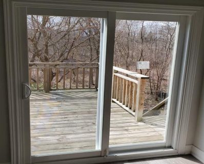 Sliding door view to wooden deck