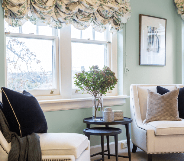 Double-hung windows in the living room